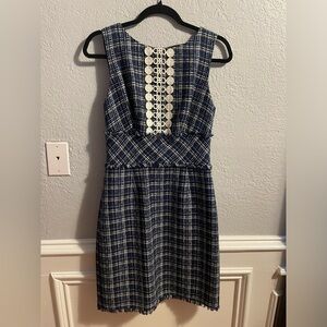 Trina Turk Tweed Blue/White/Black Dress Size 6